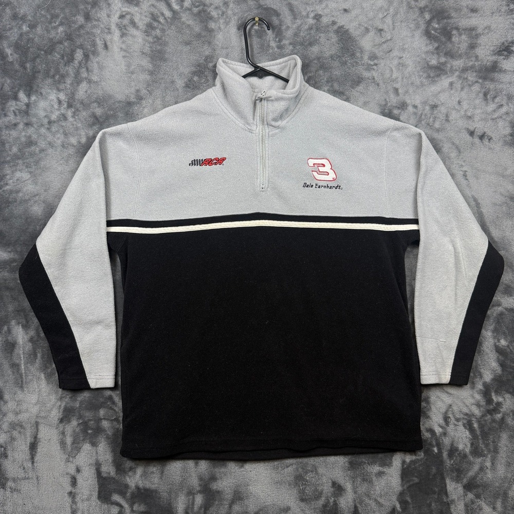Winner's Circle Pullover Mens Large Grey Dale Earnhardt NASCAR Fleece 1/4 Zip